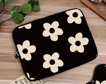 Black Flowers Simple Laptop Sleeve iPad Sleeve,Macbook Air 13 15 Pro 13 14 15 16 Inch Case,Laptop Case Bag,iPad Bag Air 4 5 Pro 11 12.9 Case