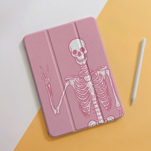 Skeleton Pink Halloween iPad Case For Air 5 4 3 2 1 Pro 12.9" 11" 10.5" 10.2" 9.7" inch 5 6 7 8 9th Mini 4 5 6 2022 2021 2020 iPad Cover