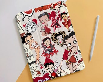 Betty Boop Collage vintage iPad Air Case Pour 10.9 10.5 10.2" iPad 10/9/8/7th Air 5/4, Pro 12.9/11" pouces Mini 6/5/4 Case Cover 2022/2021/2020