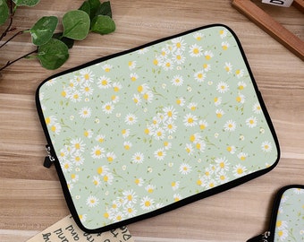 Daisy Flowers Green Laptop Sleeve iPad Sleeve,Macbook Air 13 15 Pro 13 14 15 16 Inch Case,Laptop Case Bag,iPad Bag Air 4 5 Pro 11 12.9 Case