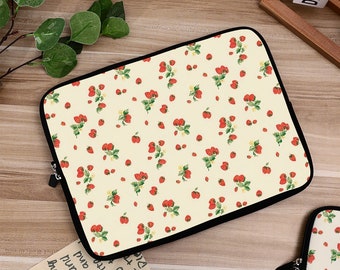 Süße Erdbeerblatt Laptop Hülle iPad Hülle,Macbook Air 13 15 Pro 13 14 15 16 Zoll Hülle,Laptop Tasche Tasche,iPad Tasche Air 4 5 Pro 11 12.9 Hülle