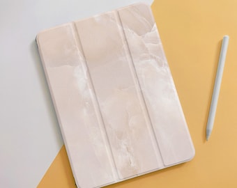Étui minimaliste en marbre pour iPad Air avec porte-crayon, 10,9" iPad Air 5/4th, Pro 12,9 11" pouces, iPad 10/9th Generation, Mini 6 5 4 3 2 1 Case