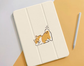 Cartoon Welsh Corgi Cute iPad Case For iPad 10 Air 5 4 3 2 1 Pro 12.9 11", 10.5 10.2 9.7" 5 6 7 8 9 Mini 4 5 6, 2022 2021 2020 iPad Cover