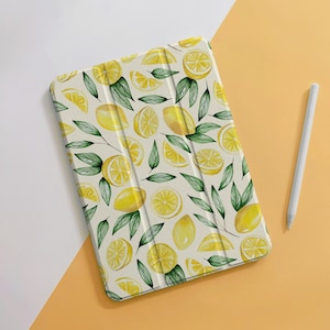 Fresh Lemon Leaf Fruit iPad Case For Air 5 4 3 2 1 Pro 12.9" 11", 10.5" 10.2" 9.7" inch 5 6 7 8 9th Mini 4 5 6, 2022 2021 2020 iPad Cover