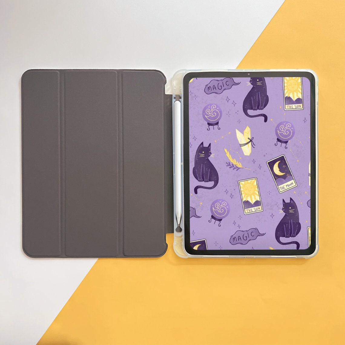 Tarot Cat Magic Purple iPad Air Coque avec porte-crayon, 10,9 iPad 10 Air  5/4ème, Pro 12,9 11 pouces, iPad 9ème génération, Mini 6 5 4 3 2 1 Coque -   France