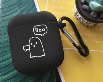 Cute Cartoon Ghost AirPods Case Airpod Shock Proof Rubber Silicone Apple AirPods Pro Cover Air Pods Holder Airpods Keychain