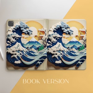 Fake 3D The Great Wave Art iPad Case For iPad 10 Air 5 4 3 2 1 Pro 12.9 11, 10.5 10.2 9.7 5 6 7 8 9 Mini 4 5 6, 2022 2021 2020 iPad Cover zdjęcie 2