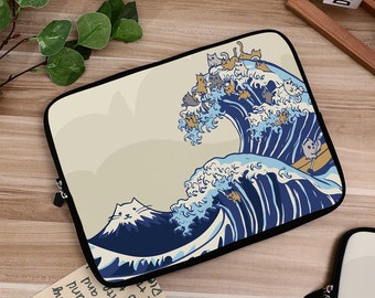 The Great Wave Cats Laptop Hülle iPad Hülle,Macbook Air 13 15 Pro 13 14 15 16 Zoll Hülle,Laptop Tasche Tasche,iPad Tasche Air 4 5 Pro 11 12.9 Hülle