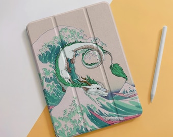 The Great Wave Dragon iPad Case For Air 5 4 3 2 1 Pro 12.9" 11", 10.5" 10.2" 9.7" inch 5 6 7 8 9th Mini 4 5 6, 2022 2021 2020 iPad Cover