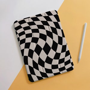 Wavy Check Pattern iPad Case For Air 5 4 3 2 1, Pro 12.9" 11", 10.5" 10.2" 9.7" inch 5 6 7 8 9th, Mini 4 5 6, 2022 2021 2020 iPad Cover
