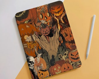 Halloween Geist Retro Kürbis iPad Hülle Für 10.9 10.5 10.2 "iPad 10/9/8/7th,Air 5/4, Pro 12.9/11"zoll,Mini 6/5/4 Case Cover 2022/2021/2020