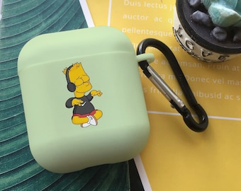 The Simpsons Cartoon Colorful AirPods Pro 2 Case Cover With Keychain,Cute Custom Clear Apple Airpods Pro Pro2 1st 2nd 3rd Generation Case