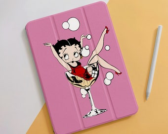 Betty Boop - Étui iPad Air rétro champagne pour iPad 10,9 10,5 10,2 pouces 10/9/8/7th Air 5/4, Pro 12,9/11 pouces Mini 6/5/4 2022/2021/2020