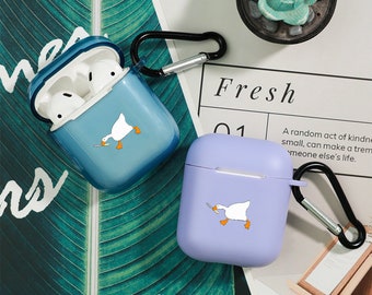 Cute Cartoon Goose AirPods Case, Cartoon Clear Colorful ShockProof Apple AirPod Cover,Airpods Pro Pro 2 1st 2nd 3r Gen Case With Keychain