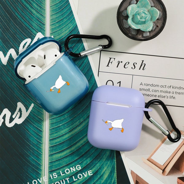 Cute Cartoon Goose AirPods Case, Cartoon Clear Colorful ShockProof Apple AirPod Cover,Airpods Pro Pro 2 1st 2nd 3r Gen Case With Keychain