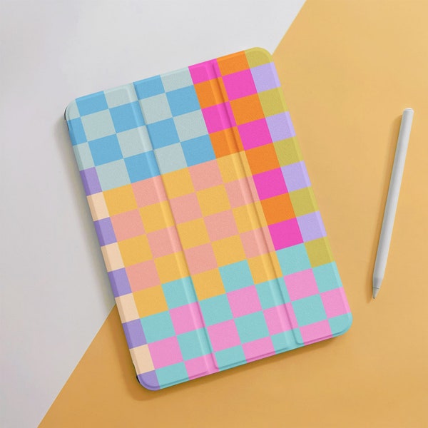 Multicolor Checkerboard Art iPad Hülle für 10.9 10.5 10.2" iPad 10/9/8/7th, Air 5/4, Pro 12.9/11" Zoll, Mini 6/5/4 Case Cover 2022/2021/2020