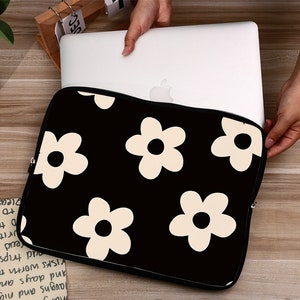 Schwarze Blumen einfache Laptop Tasche iPad Tasche,Hülle für MacBook Air 13 15 Pro 13 14 15 16 Zoll,Laptop Tasche Air 4 5 Pro 11 12.9 cm Bild 4