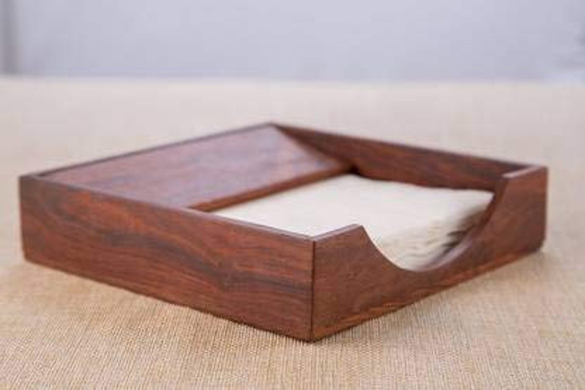 Wooden Decorative Napkin Holder Brown single Etsy