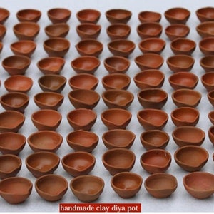 手作りの芯付き粘土ディヤ 100 個、ミッティディヤ、フェスティバル、ディワリ プージャ/プージャ ディワリ デコレーション、土製ディヤ、1 日発送