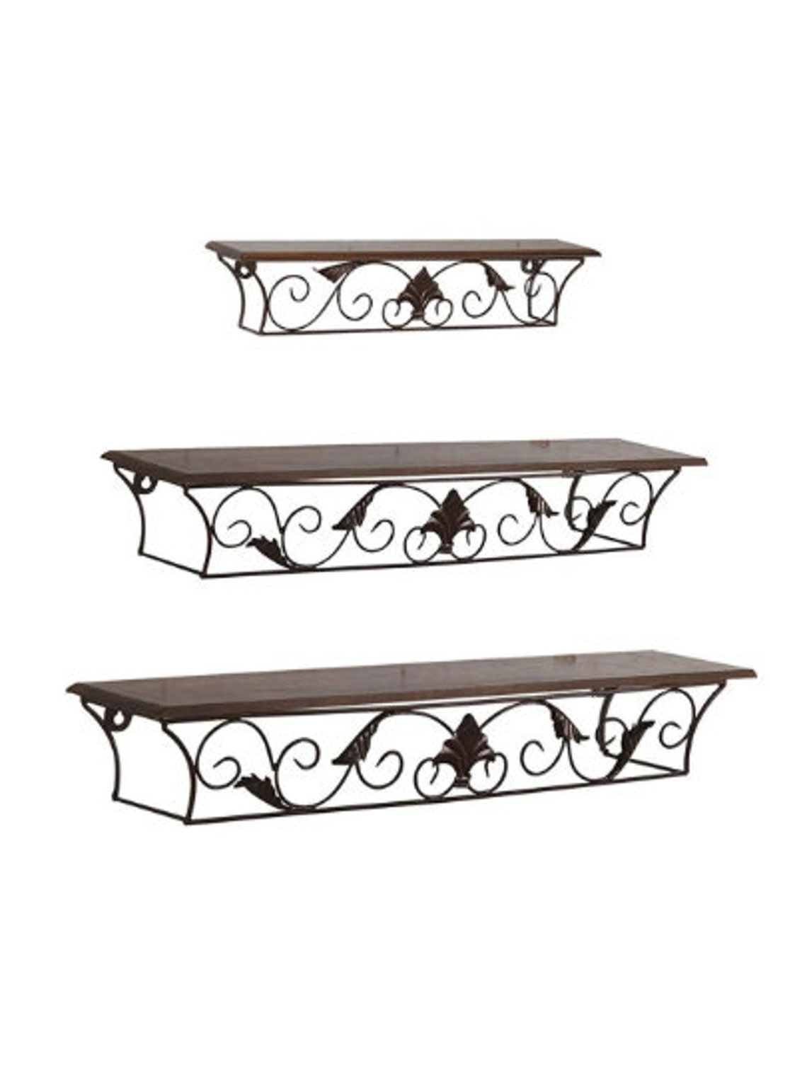 Wrought Iron and Wooden Wall Shelf /wooden Iron Wall Shelf Wall Bracket Floating Wall Sheves Set