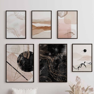 Heimlich® Premium Poster Set | Pictures for the living room | Wall pictures for the bedroom | Decorative print with or without frame | Wall decoration set abstract gold II