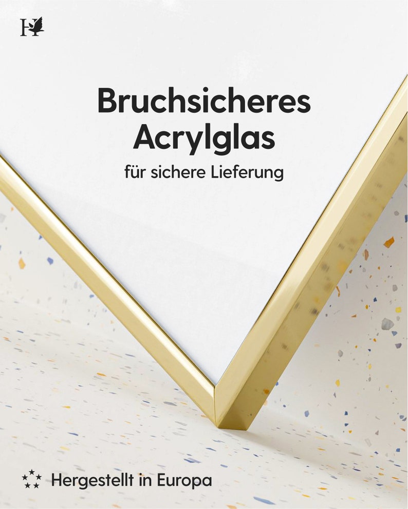 Heimlich® Bilderrahmen Aluminium Gold mit Bruchsicherem Acrylglas, Doppelpack 2 Stk. WAHLWEISE: 2x DIN A3 30x42 oder 2x DIN A4 21x30 Bild 3