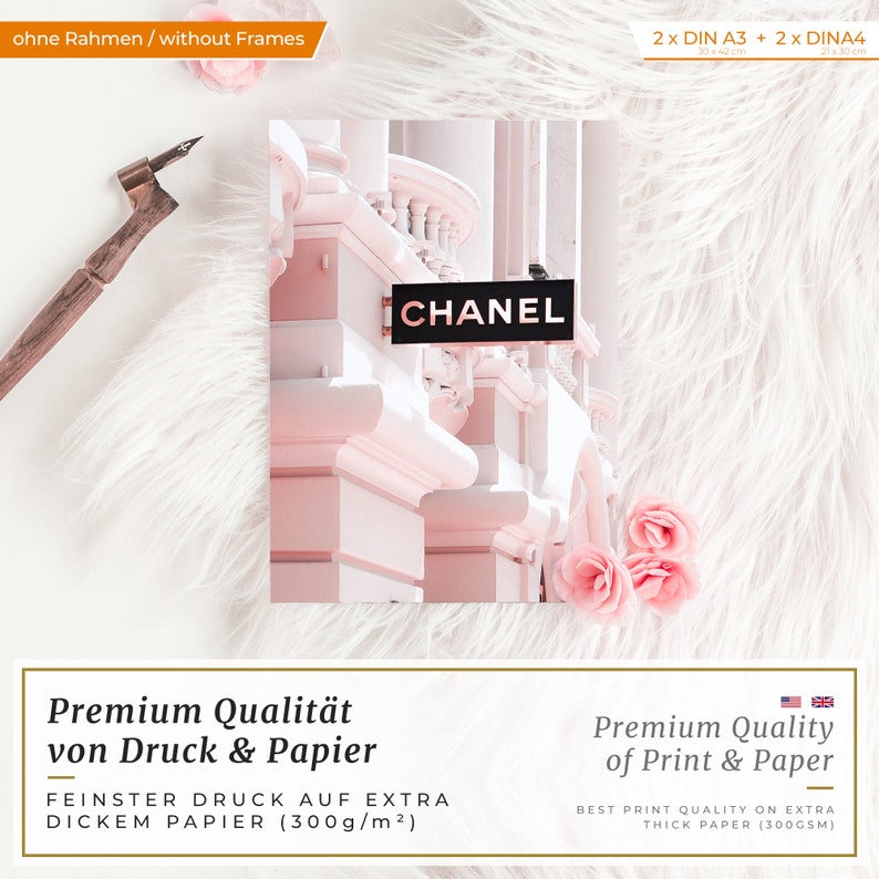 Secret® Premium Poster Set of 6coco Chanel Roses Wall Art Etsy