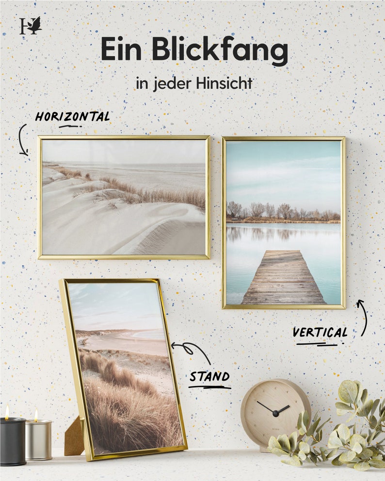 Heimlich® Bilderrahmen Aluminium Gold mit Bruchsicherem Acrylglas, Doppelpack 2 Stk. WAHLWEISE: 2x DIN A3 30x42 oder 2x DIN A4 21x30 Bild 10