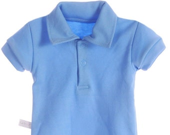 Body in blue baby short sleeve body with collar 44-92 festive