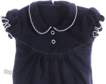 Body in blue baby short sleeve body with collar 44-92 festive