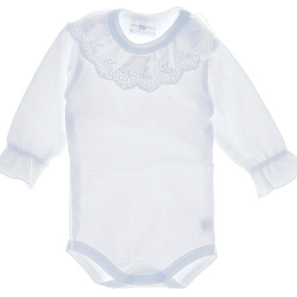 Body in white baby long-sleeved body with collar 44-98 festive for baptism