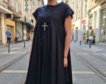 Designer schwarzes Kleid, Asymmetrisches Kleid schwarz, Sexy schwarzes Kleid, Casual Kleid vintage, Handgemachte schwarze Kleider