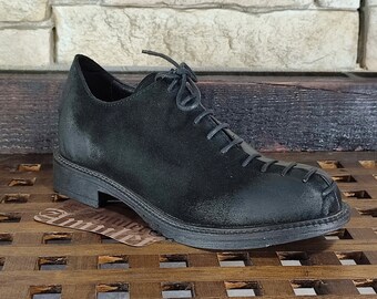 Lässige schwarze Schuhe mit Krawatten, Vintage schwarze Schuhe, Leder lässige Schuhe, bequeme Schuhe, Oxford Damenschuhe, Fußkettchen Lederschuhe