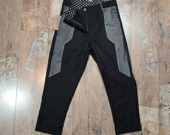 Black Cotton Pants, Handmade Black Pants, Abstarct Tarnished Fabric Detail, Massively sewn, Casual Black Pants