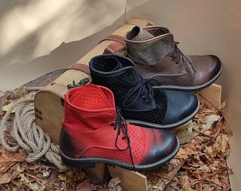 Black leather boots autumn, Comfortable everyday shoes, Black shoes for women, Suede boots, Handmade boots