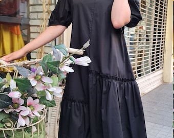 Sexy schwarzes Kleid, Designer schwarzes Kleid, Casual Kleid vintage, Handgemachte schwarze Kleider, Casual schwarzes Kleid, Schwarzes Cocktailkleid