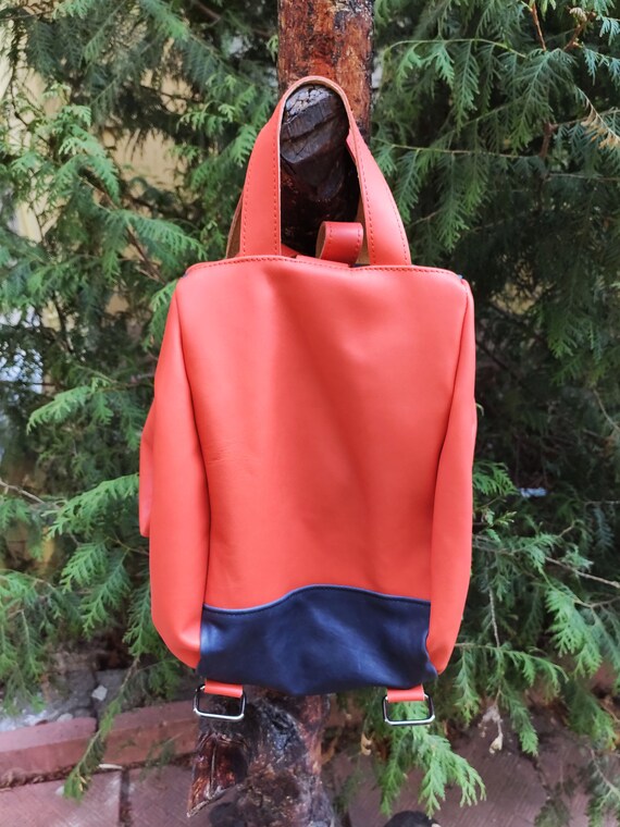 1271 Leather Backpack Purse Orange Quilted Real Soft Leather Convertible Amazon.com: Wesccimo Genuine Leather Backpack Purse For  main image 3