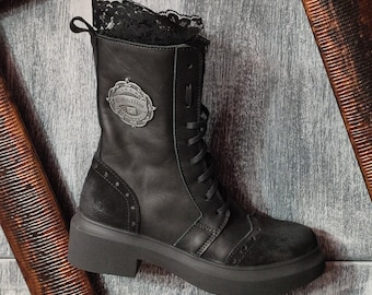 Black leather boots, Handmade boots women, Designer black shoes, Bohemian shoes, Black booties women, Women casual shoes, Winter Booties