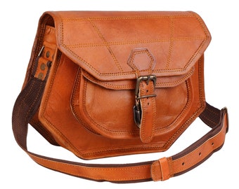 Vintage tan brown leather satchel for Women, Leather Sling Crossbody bag, Satchel bag, Vintage style leather purse