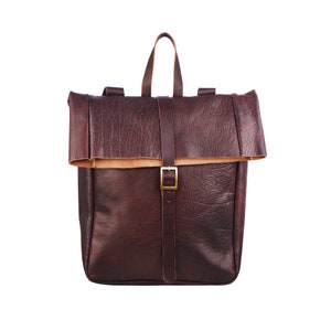 Le donne leather u zip mid size woman's backpack top