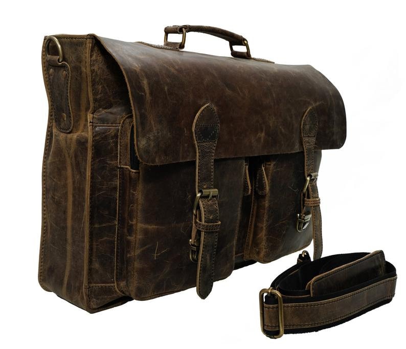 16/18 Buffalo Leather Messenger Bag Personalized - Etsy