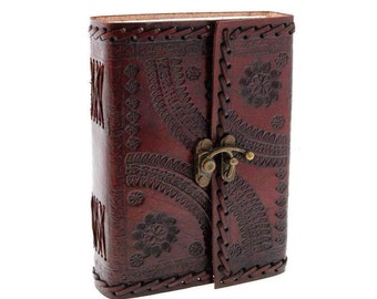 Vintage Embossed Handmade Leather Journal / Handmade Leather Notebook / 6H x 4W Inches (2 pcs )