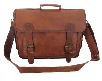Leather Laptop Satchel Bag | Vintage Brown Briefcase Bag for Men | Leather Bag for Valentines Day Gift | Leather Messenger Office Bags