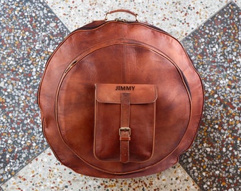 Leather Cymbal Bag | Goat Leather Cymbal Carrying Case | Gift For Drummers | Leather Accessories For Musicians | Git For Him & Her