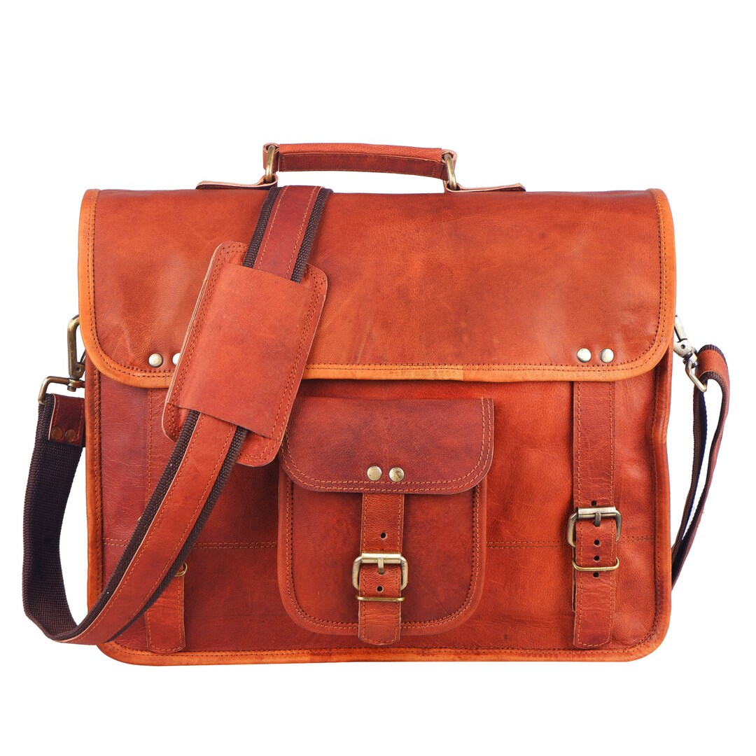 Full Grain Leather Messenger Bag Leather Shoulder Briefcase - Etsy