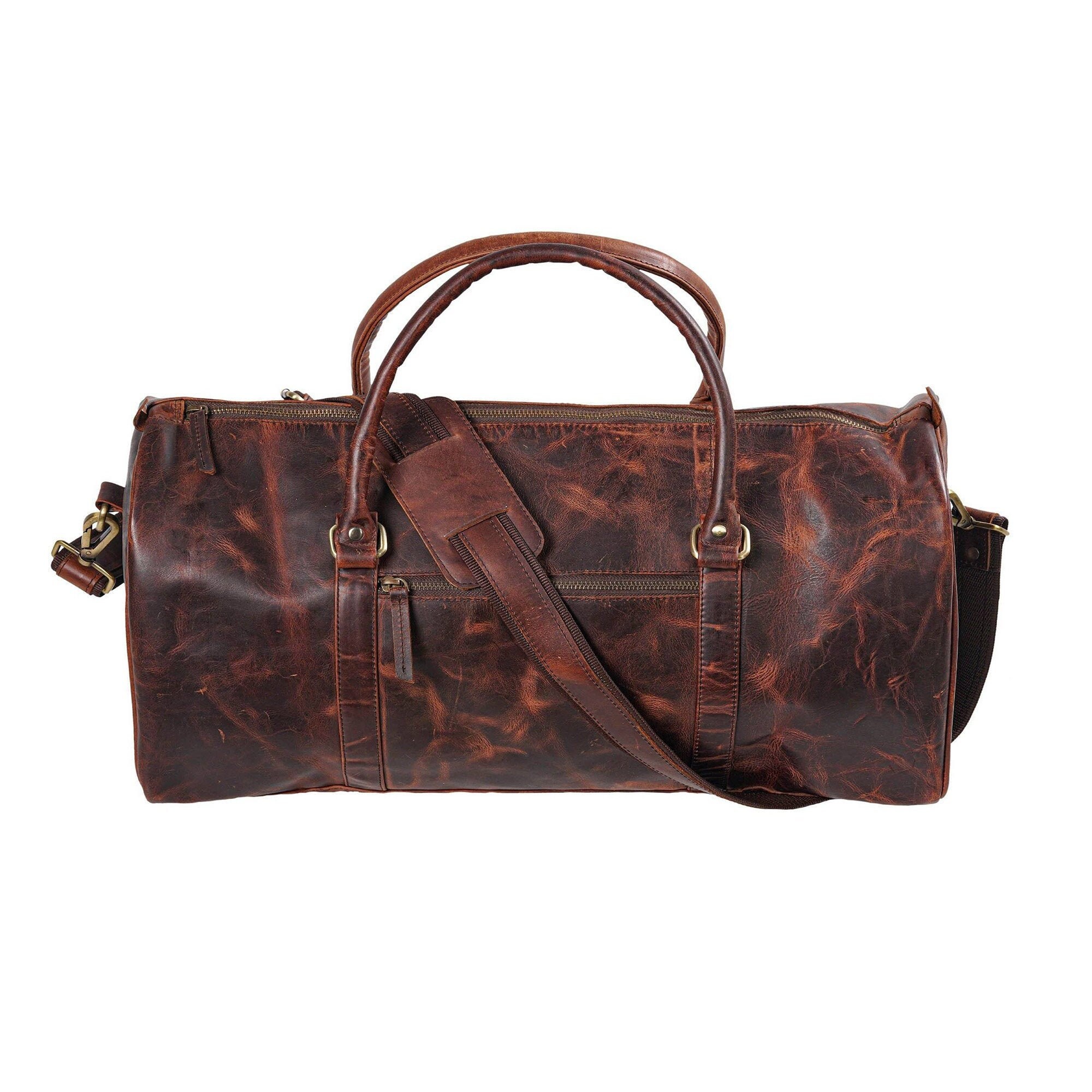 Men's Buffalo Leather Weekend Bag Large Leather Duffel Etsy