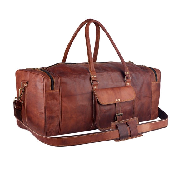 Men's Goat Leather Duffel Bag Large Weekender Bag Tan - Etsy