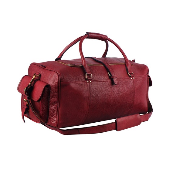 Men's Buffalo Leather Duffel Bag Large Weekender Bag Etsy