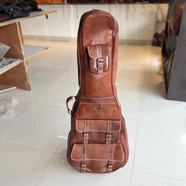 Leather guitar bag, guitar stylish bag, gift for musicians, gift for guitarists, guitar case, electric guitar bag, acoustic guitar bag