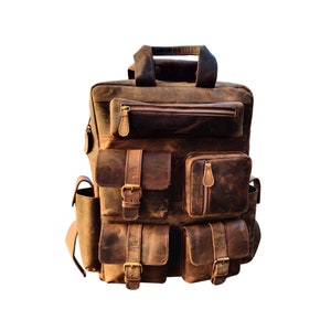 Leather backpack, Buffalo leather backpack, Multifunctional Backpack Rucksack For Men Women Laptop Bag Travel Backpack Men, Gift for him